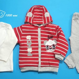 ست 3 تکه گلدوزی طرح پاندا قرمز مهتابیبی 3461