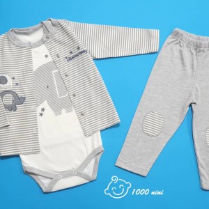 ست 3 تکه کاوری گلدوزی طرح فیل برند مهتابیبی