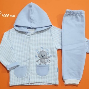 ست سویشرت شلوار گلدوزی طرح میمون مهتابیبی 3421