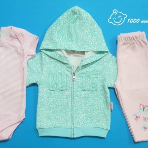 ست 3 تکه طرح شکوفه مهتا بیبی 3413