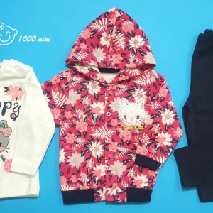 ست 3 تکه زمستانی دخترانه گربه مهتابیبی 3411