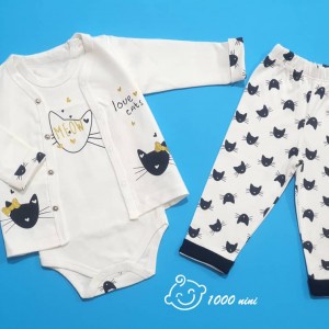 ست 3 تکه کاوری طرح گربه مشکی مهتابیبی