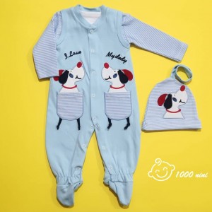 سرهمی 2 تکه راه راه طرح سگ مهتابیبی 3369