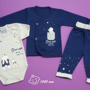 ست 3 تکه طرح خرگوش آسمان سرمه ای آرین