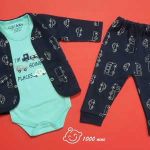 ست 3 تکه طرح ماشین سرمه ای لایت 329