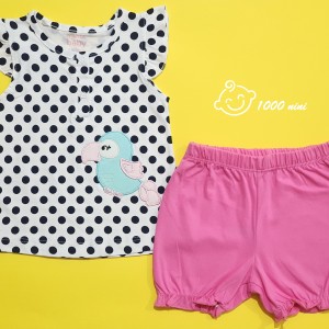 بلوز شورت دایره پرنده مهتابیبی 3536