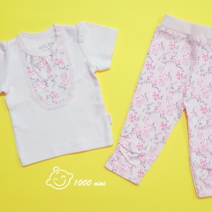 ست 2 تکه آستین کوتاه طرح رزگل نیلی