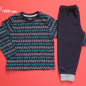 بلوز شلوار سرمه ای طرح دایناسور لوپیلو