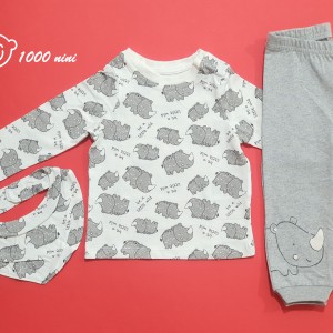 ست 3 تکه پسرانه کرگدن سفید خاکستری لوپیلو