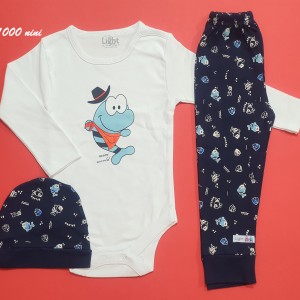 ست 3 تکه کلاه دار طرح ماهی لایت