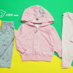 ست 3 تکه سوییشرتی گل خال خالی کارترز