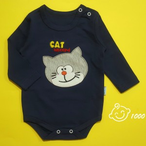 بادی آستین بلند گلدوزی گربه مهتابیبی 3745