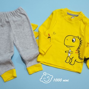 ست بلوز شلوار دایناسور زرد الما کیدز
