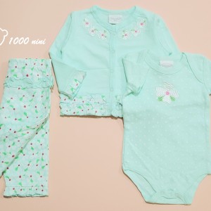 ست 3 تکه شکوفه سبز