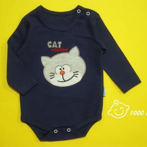 بادی آستین بلند گلدوزی گربه مهتابیبی