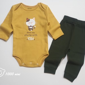 بادی شلوار گربه خردلی