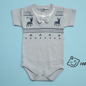 زیردکمه ای آستین کوتاه طرح گوزن ارغوان