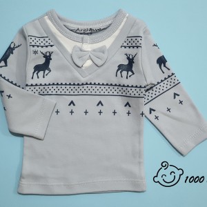 تیشرت آستین بلند طرح گوزن ارغوان