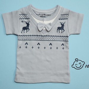 تیشرت آستین کوتاه طرح گوزن ارغوان