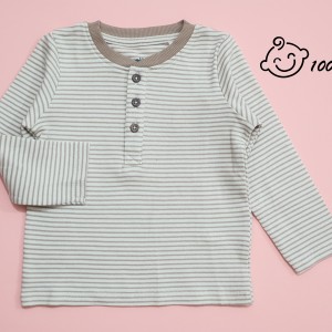 تیشرت آستین بلندسه دکمه راه راه کرم لوپیلو