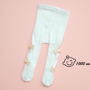 جوراب شلواری پاپیون دار سفید پاپک