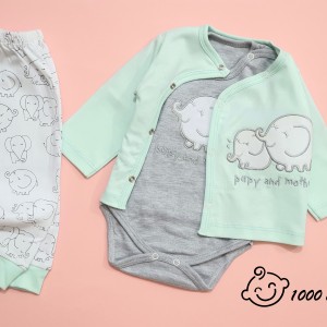 ست 3 تکه طرح فیل مادر سبز گود مارک 3176