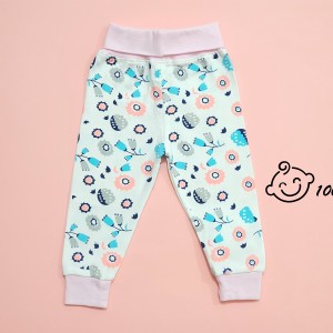 شلوار کمردار سفید گلدار