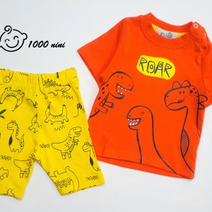 تیشرت و شلوارک دایناسور نارنجی الما کیدز