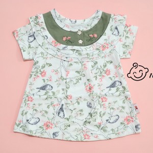 پیراهن آستین کوتاه طرح گنجشک نیلی