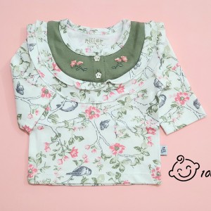 تیشرت آستین بلند طرح گنجشک نیلی