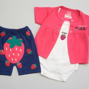 ست 3 تکه تابستانی توت فرنگی هومن