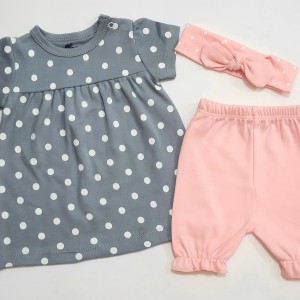 پیراهن و شلوارک خالخالی طوسی کانگورو