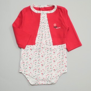 زیر دکمه ای آستین بلند گلدار قرمز تیکو