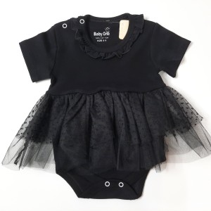 بادی آستین کوتاه دامن دار مشکی بیبی وان