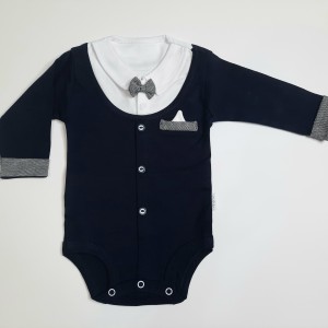 زیردکمه ای آستین بلند سرمه ای پاپیون کوکالو