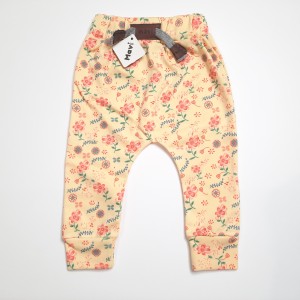 شلوار گل گلی زرد ماوی