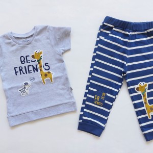 ست 2 تکه آستین کوتاه فرندز نیلی