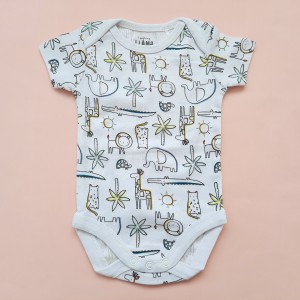 بادی آستین کوتاه تمام چاپ حیوانات سفید