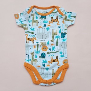 بادی آستین کوتاه تمام چاپ حیوانات نارنجی