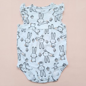 بادی آستین کوتاه تمام چاپ خرگوش سفید