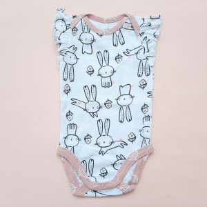 بادی آستین کوتاه تمام چاپ خرگوش صورتی