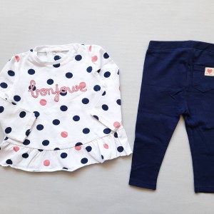 ست پیراهن شلوار خال خالی سرمه ای