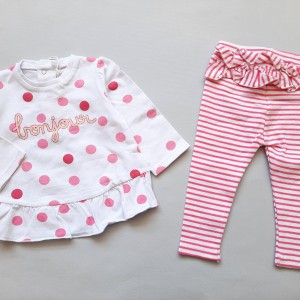 ست پیراهن شلوار خال خالی صورتی