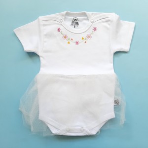 زیر دکمه ای آستین کوتاه توردار سفید لیدولند