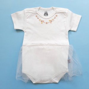 زیر دکمه ای آستین کوتاه توردار شیری لیدولند