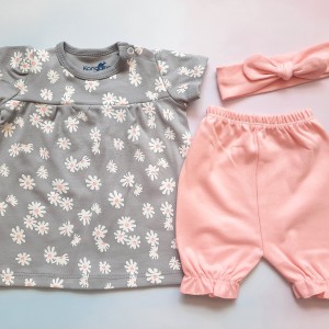 پیراهن و شلوارک شکوفه طوسی کانگورو