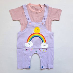 ست پیشبندی و تی شرت رنگین کمان یاسی آنیل