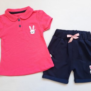 تیشرت جودون یقه ب ب و شلوارک سرخابی وچیون