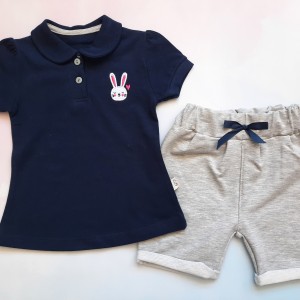 تیشرت جودون یقه ب ب و شلوارک سرمه ای وچیون