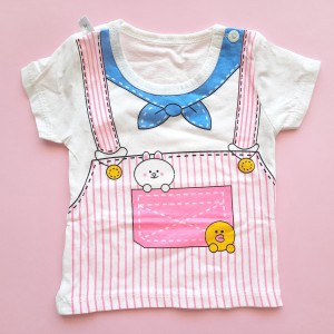 تیشرت آستین کوتاه دوبندک صورتی